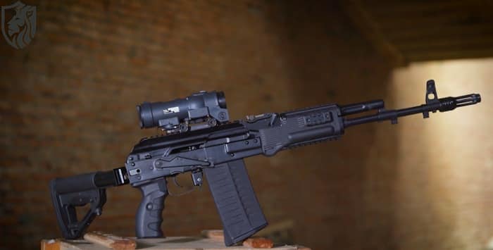 The 7.62 mm AK-308, based on the 7.62 mm AK-15, is an assault rifle chambered for 7.62x51 rifle cartridges.